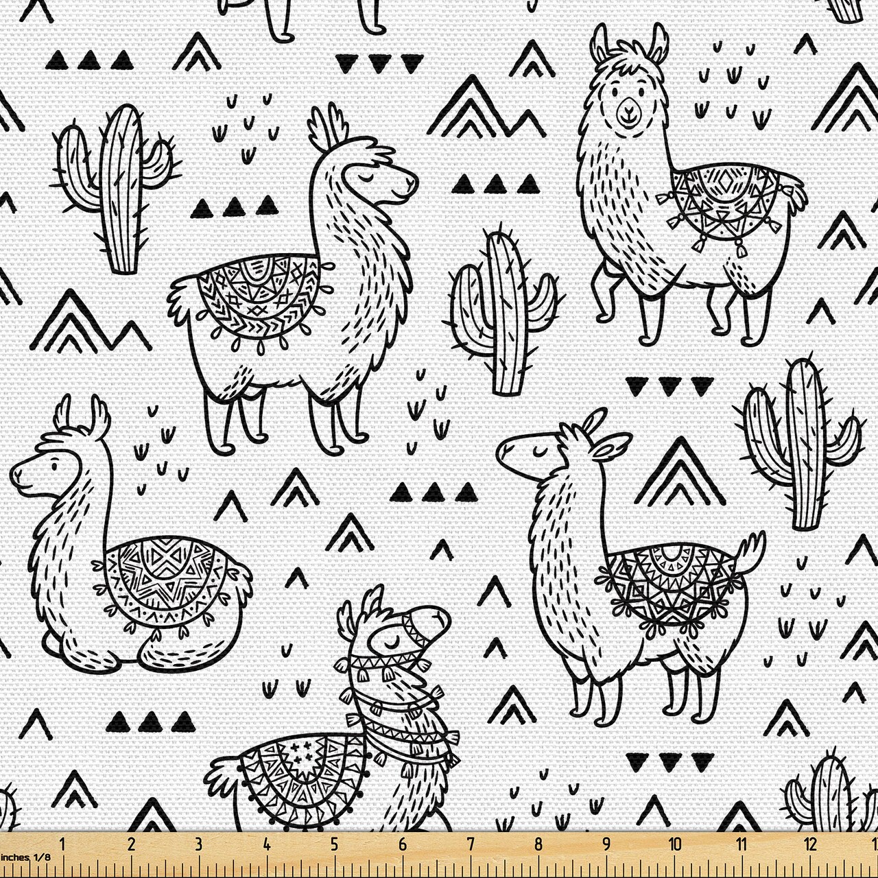 Ambesonne Llama Fabric by The Yard Abstract Triangles Doodle